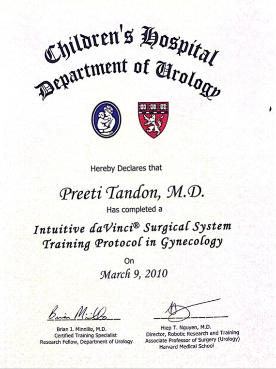 Da Vinci Training Certificate